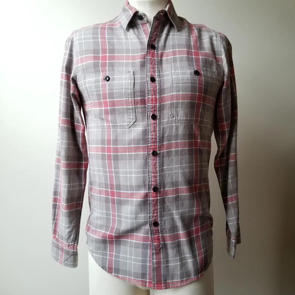 Men's J.Crew Gray & Red Plaid Flannel Shirt